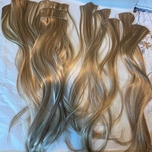 Two Tone Blonde Hair  Pieces/Extensions- 9 Pieces Total- NWOT